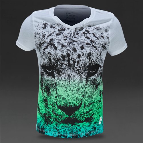 Nike Sportswear Snow Leopard Tee Yth White / Electro Green for Girls